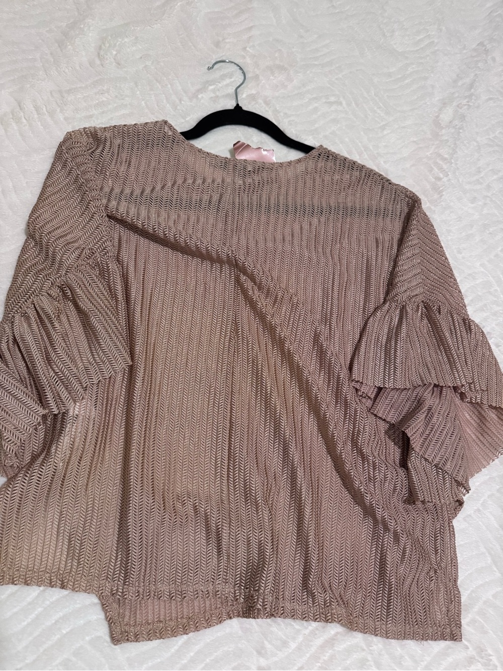 Zara Pleated Ruffle Sleeve Blouse in Dusty Mauve